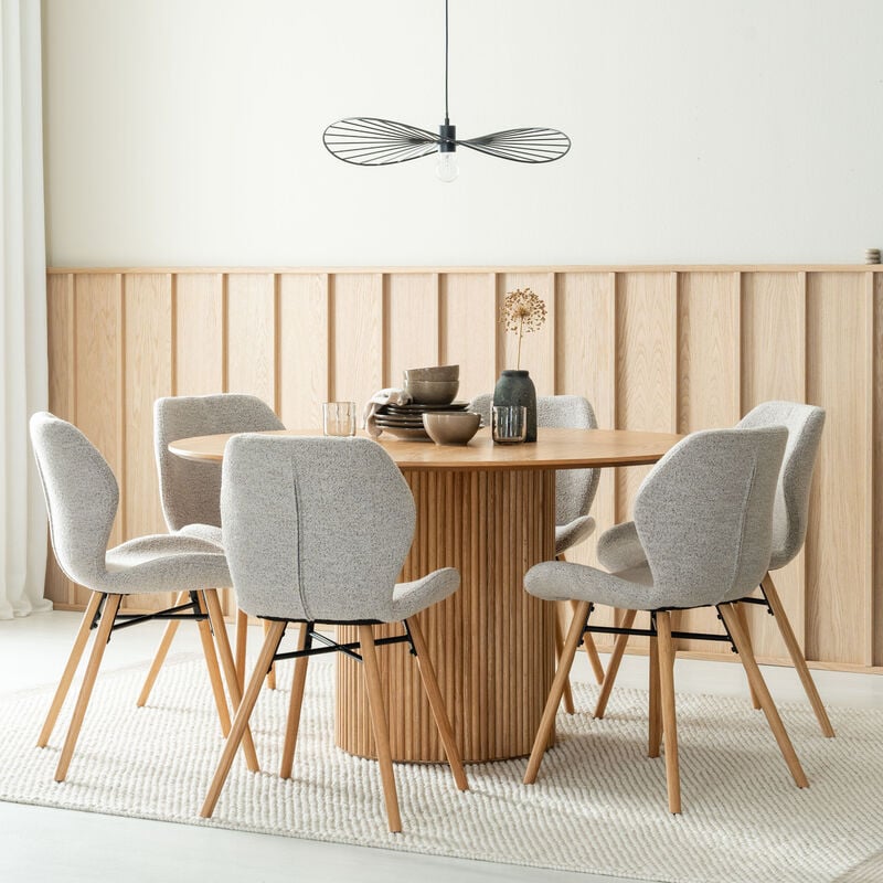 Korpi-Keto 6-hengen pyöreä ruokailuryhmä tammi/beige Monza 60